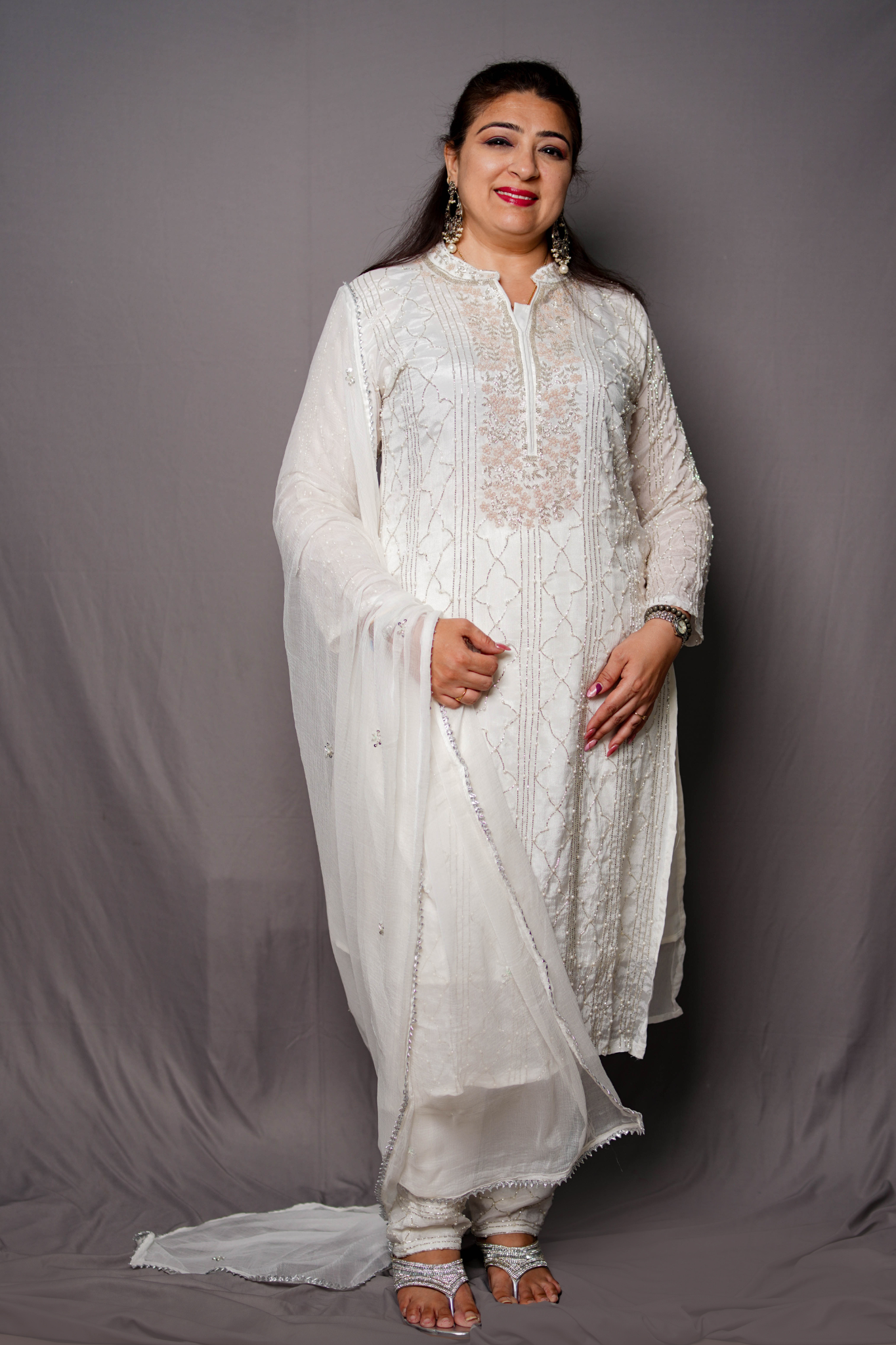 Roshni Embroidered Ivory Ensemble