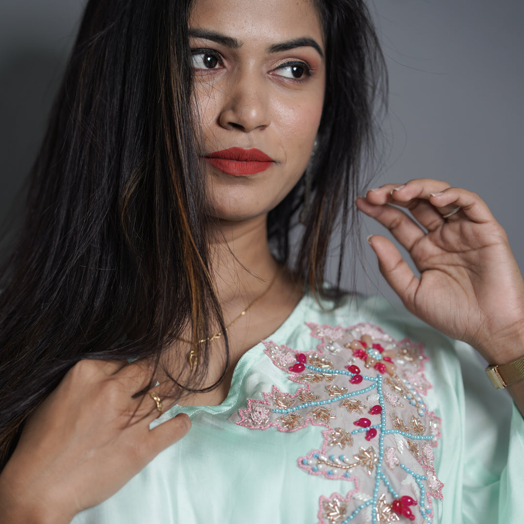 Embroidered pastel set with plazzo and duppatta