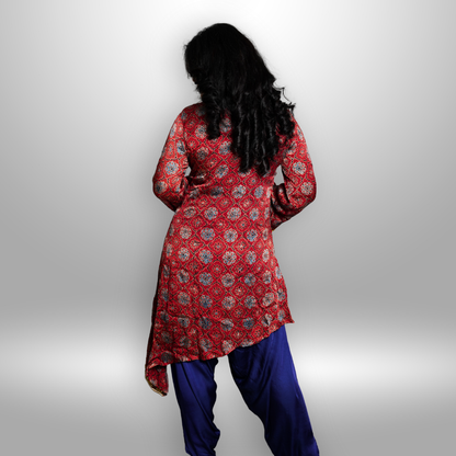 Modal Silk With Ajrakh Bandhani Dupatta