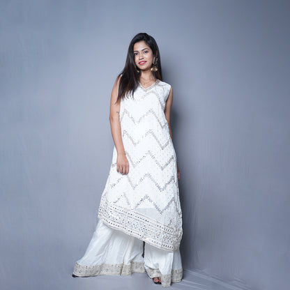 Traditional Ethnic Ensemble with Green Tie-dye jacket