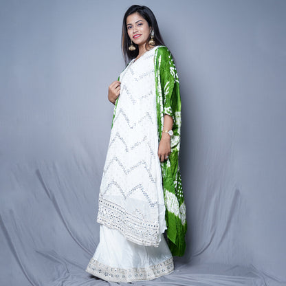 Traditional Ethnic Ensemble with Green Tie-dye jacket