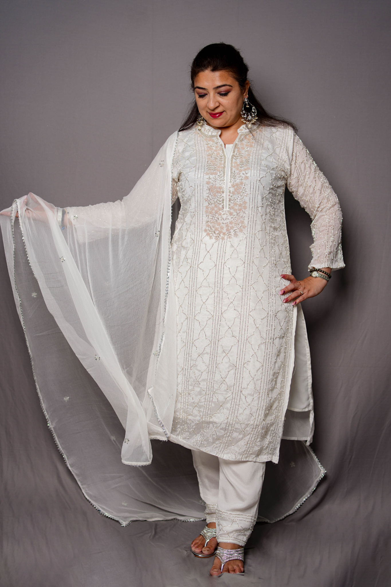 Roshni Embroidered Ivory Ensemble