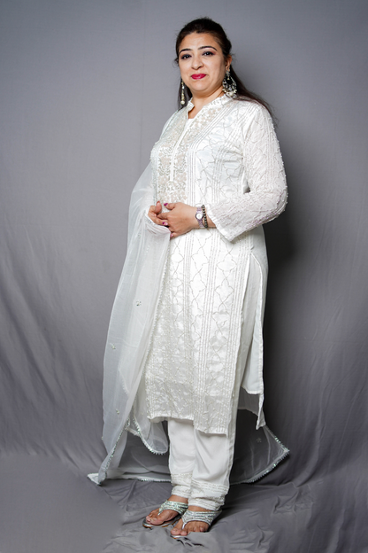 Roshni Embroidered Ivory Ensemble