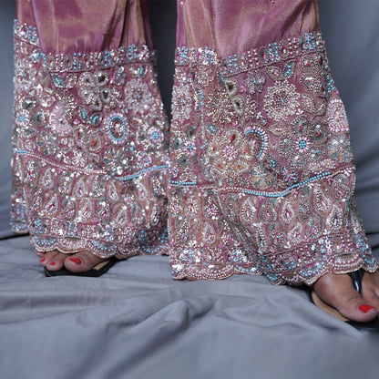 Embroidered pastel set with plazzo and duppatta