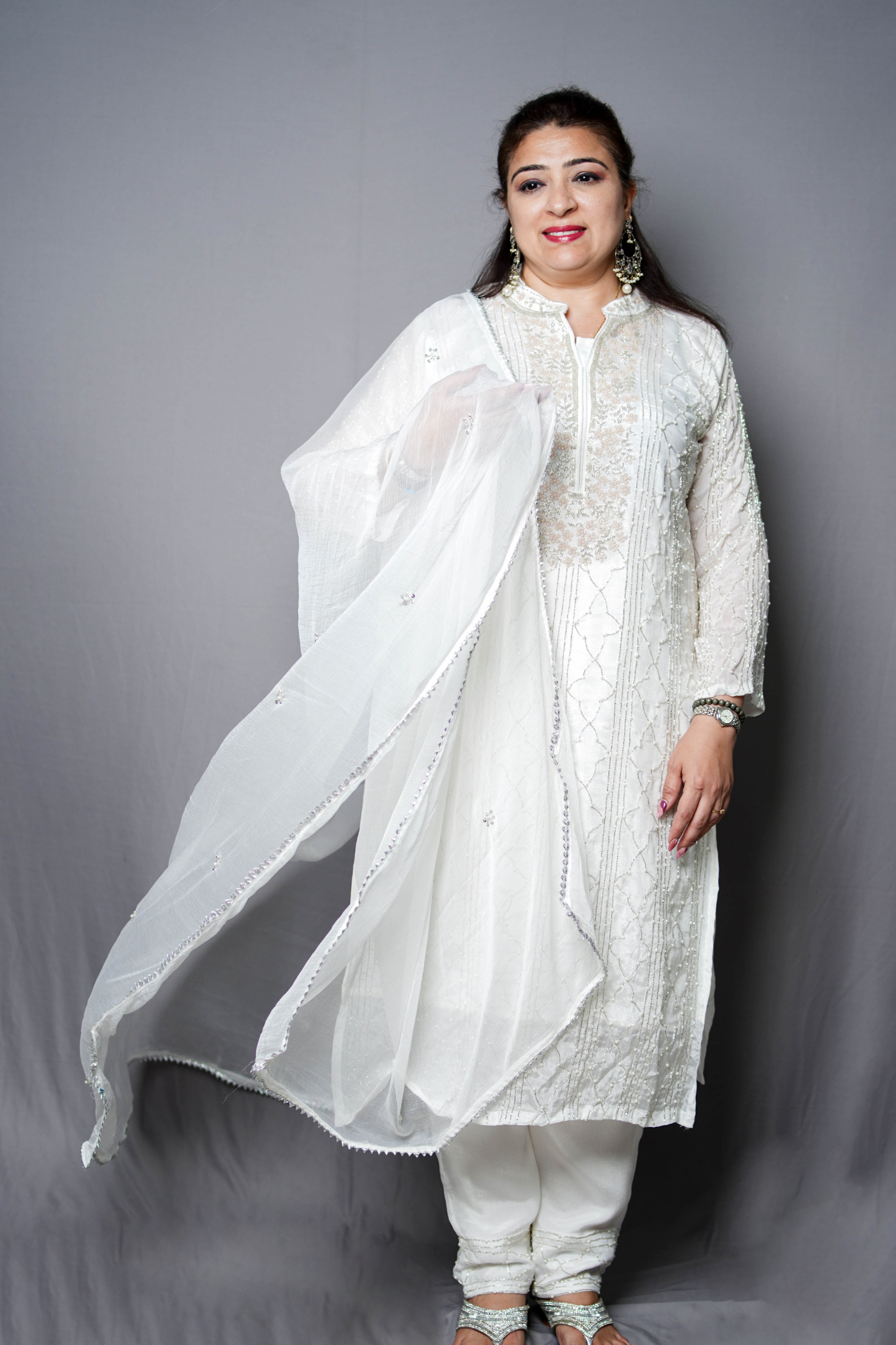 Roshni Embroidered Ivory Ensemble