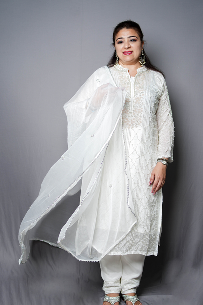 Roshni Embroidered Ivory Ensemble