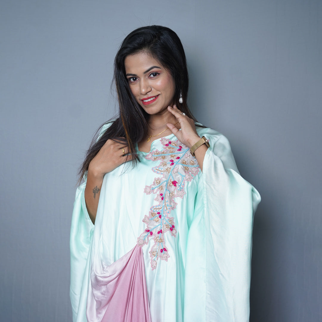 Embroidered pastel set with plazzo and duppatta