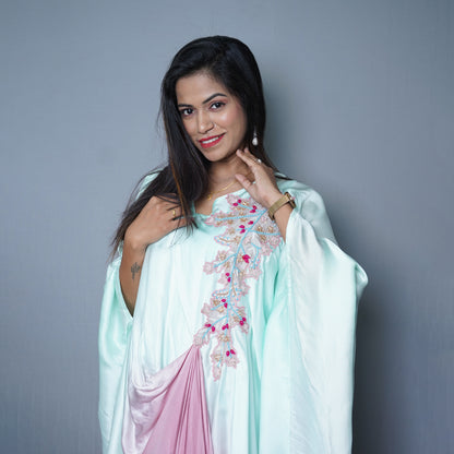 Embroidered pastel set with plazzo and duppatta