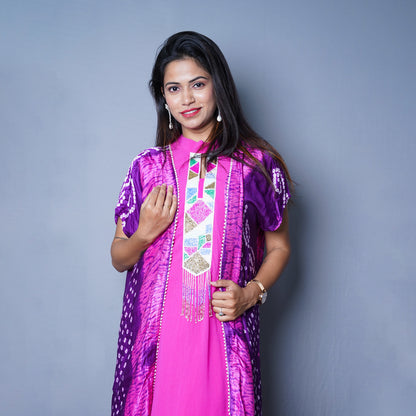 Vibrant Fuchsia gharara Set with Bandhani Dupatta