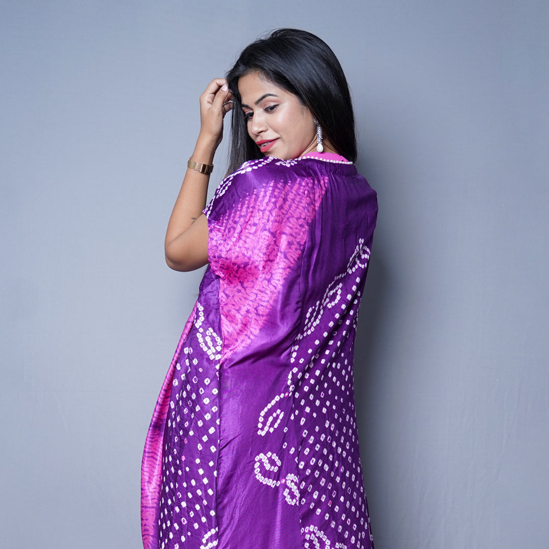 Vibrant Fuchsia gharara Set with Bandhani Dupatta