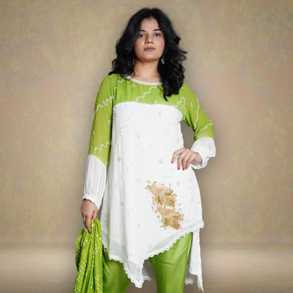 Georgette with Modal Silk Bandhani Dupatta