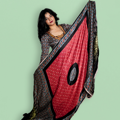 Pure Modal Ajrakh With Ajrakh Bandhani Modal Silk Dupatta