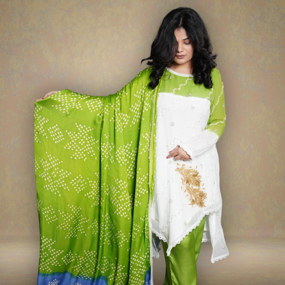 Georgette with Modal Silk Bandhani Dupatta