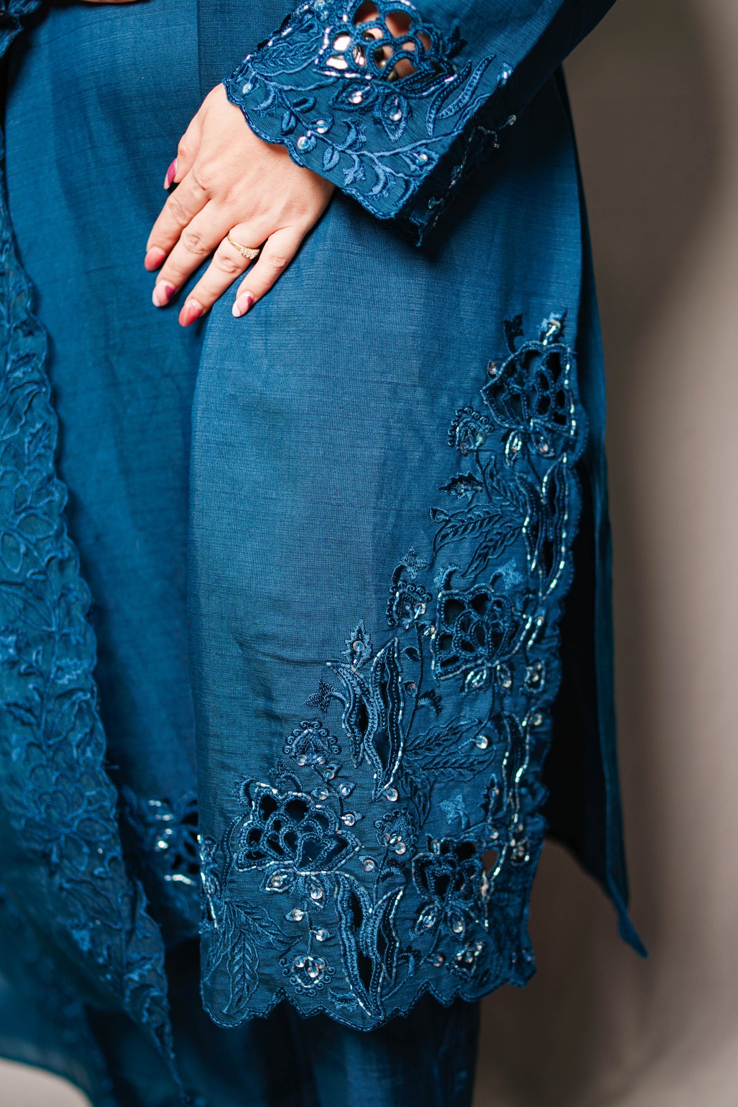 Midnight Elegance Embroidered designer suit