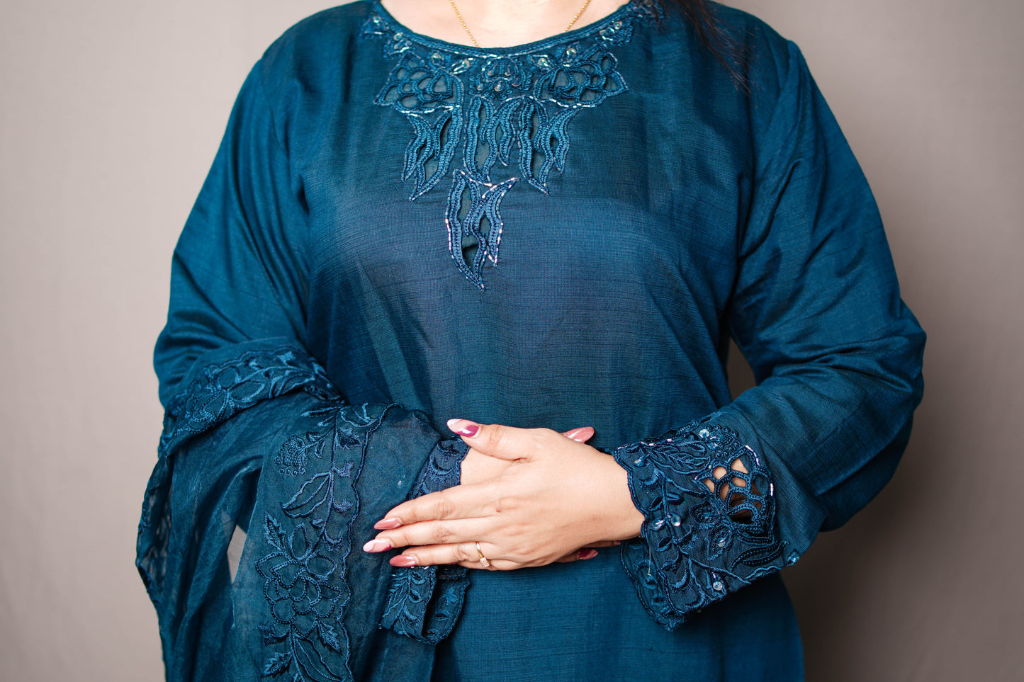 Midnight Elegance Embroidered designer suit