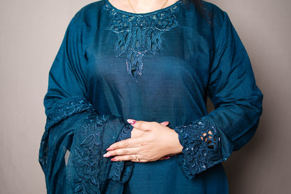 Midnight Elegance Embroidered designer suit