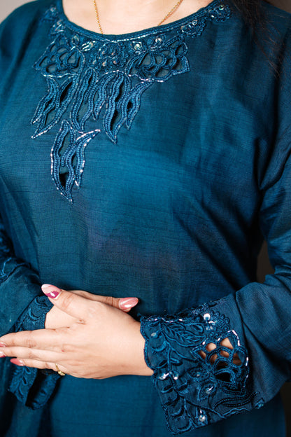 Midnight Elegance Embroidered designer suit